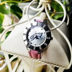NFL Philadelphia Eagles Pink Genuine Leather Watch
